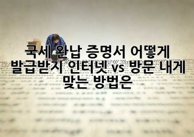 국세 완납 증명서, 어떻게 발급받지? 인터넷 vs 방문, 내게 맞는 방법은?